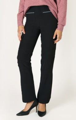 Carine Straight Leg Motto Pant (Black)