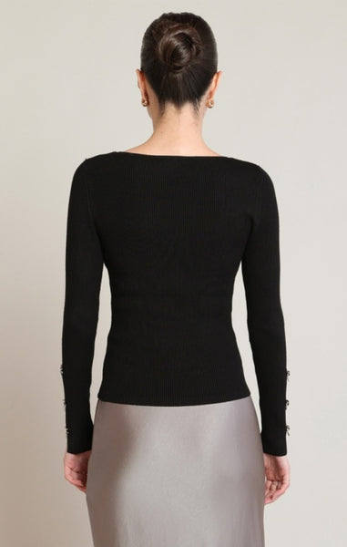 Carmen Bow Accent Sweater (Black)