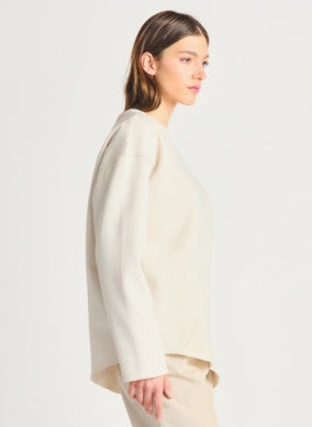 Sarah Asymmetrical Hem Sweatshirt (Cream)