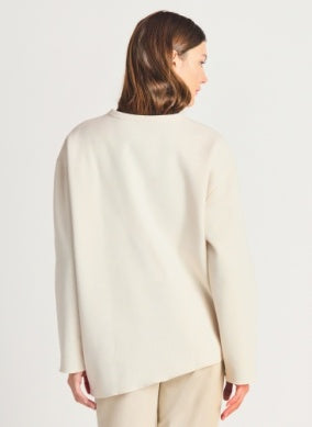 Sarah Asymmetrical Hem Sweatshirt (Cream)