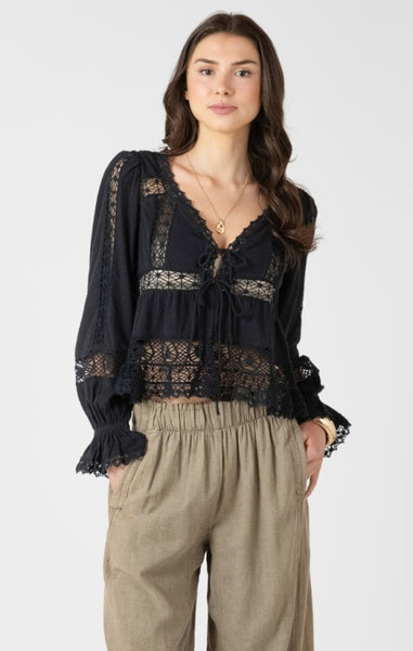Kylie Lace Trim Cardigan (Black)