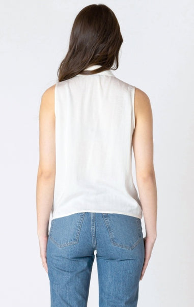 Marlene Lace Insert Wrap Tank (Pearl)