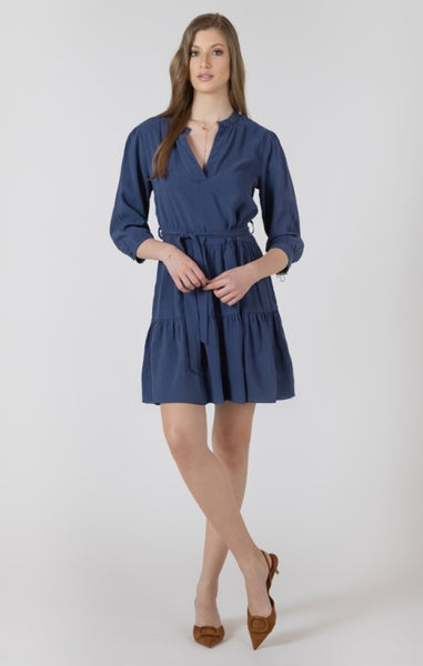 Brenda Tiered Belted Dress (Denim)