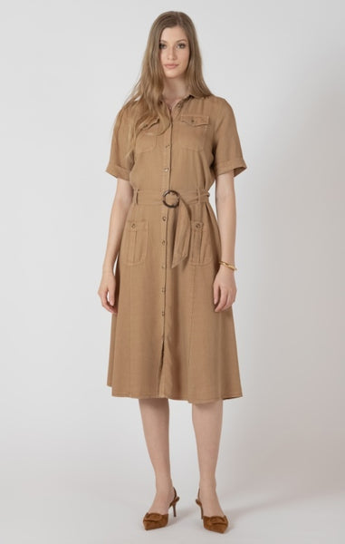 Callie Belted Dress (Cafe au Lait)