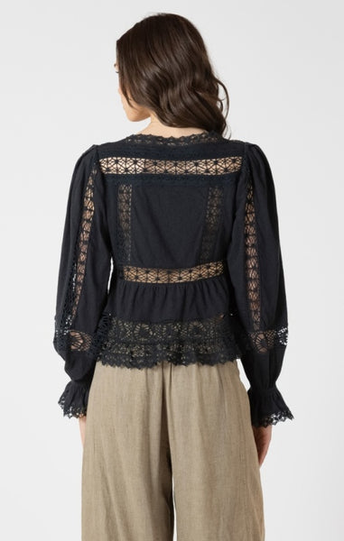 Kylie Lace Trim Cardigan (Black)