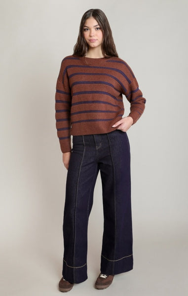 Christie Striped Sweater (Rustic Brown)