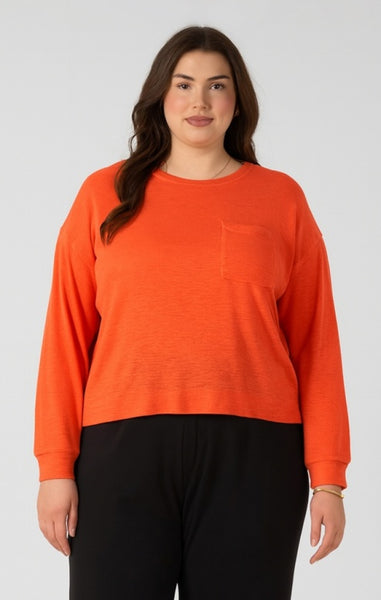 PLUS Maia Slub Long Sleeve Top (Orange Burst)