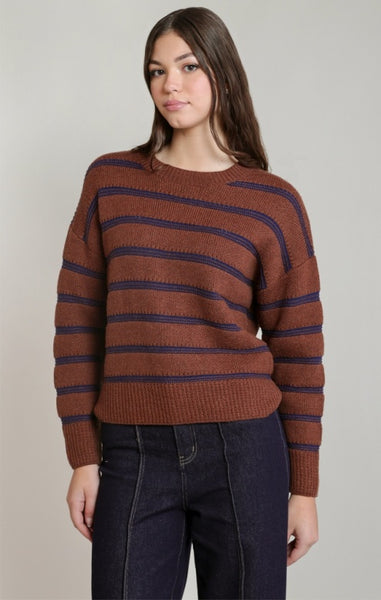 Christie Striped Sweater (Rustic Brown)