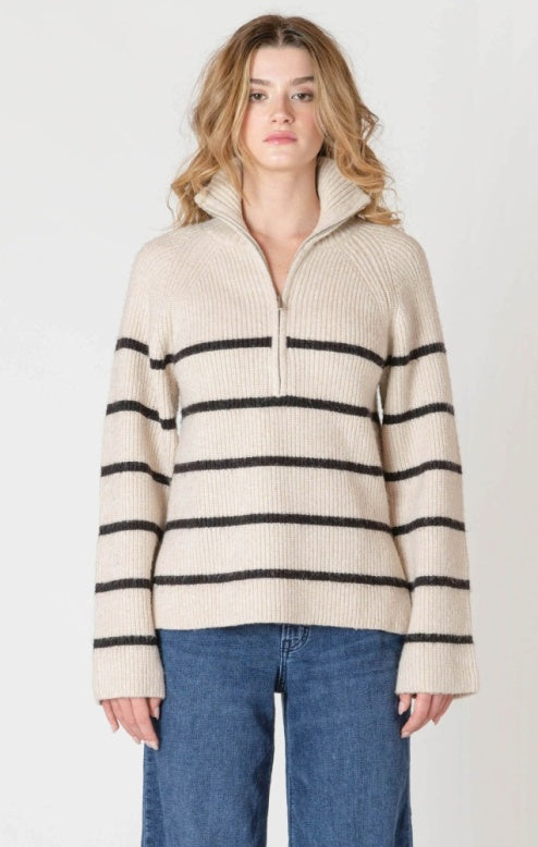 Nina Striped Half Zip Sweater