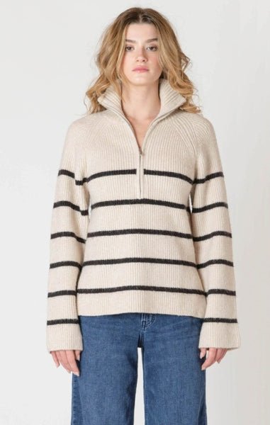 Nina Striped Half Zip Sweater