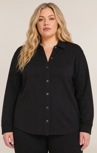 PLUS Sarah Scuba Button Down Shirt (Black)
