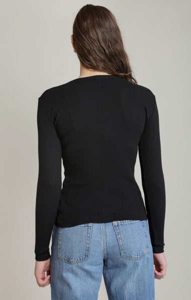 Corrie Asymmetrical Button Top (Black)