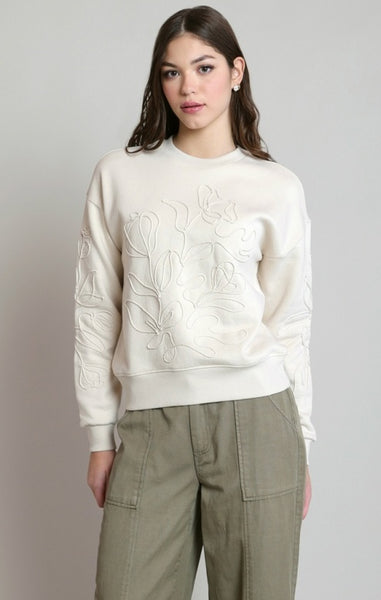 Hillie Embroidered Sweatshirt (Ivory)
