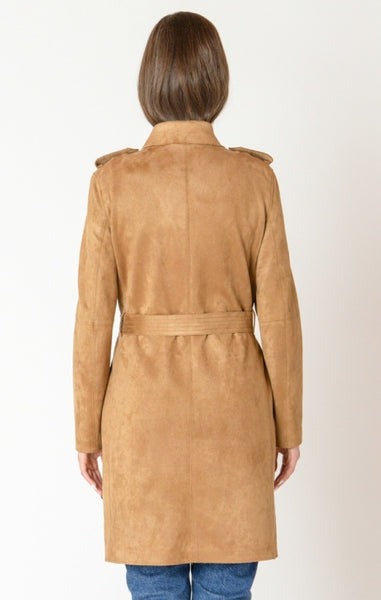 Mara Belted Faux Suede Trench Coat