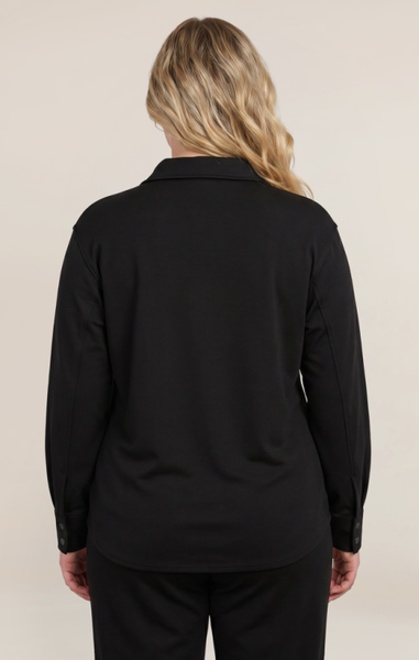 PLUS Sarah Scuba Button Down Shirt (Black)