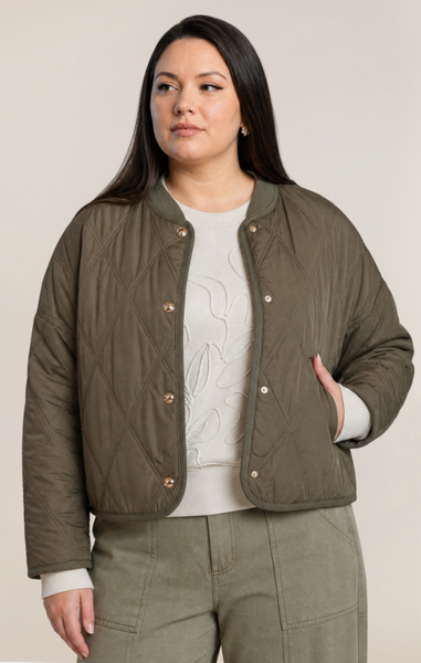 PLUS Lara Quilted Jacket (Khaki Green)