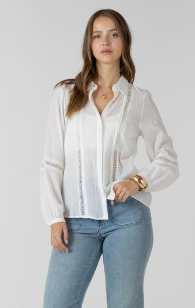 Sailor Lace Insert Blouse (White)