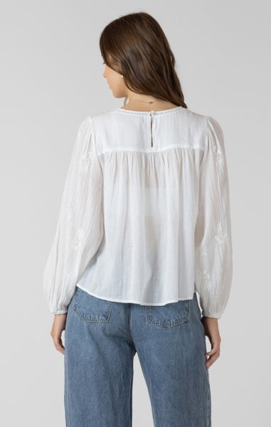 Skylar Crochet Detail Embroidered Blouse (White)