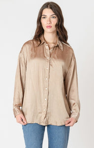 Nina Crinkle Effect Satin Blouse (Champagne)