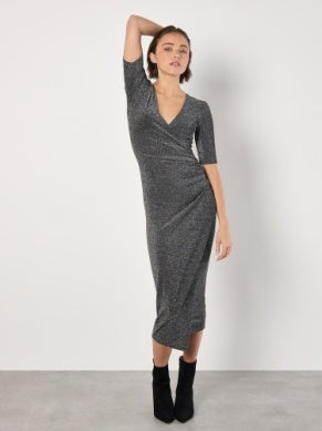 Steph Foil Sparkle Ruched Dress