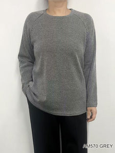 Fern Ribbed Top (Grey)