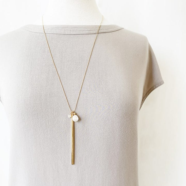 Penelope Bar and Pearl Adjustable Necklace - 2 Colour Options