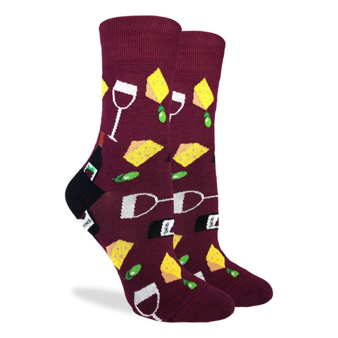 Wine and Cheese Good Luck Socks