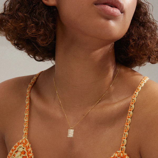BE Square Crystal Plated Necklace - 2 Colour Options