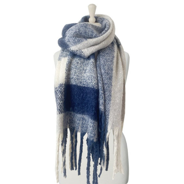 Lorna Brushed Finish Oversized Scarf with Fringe - 7 Colour Options
