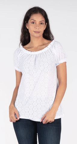 Arie Eyelet Peasant Top - 2 Colour Options