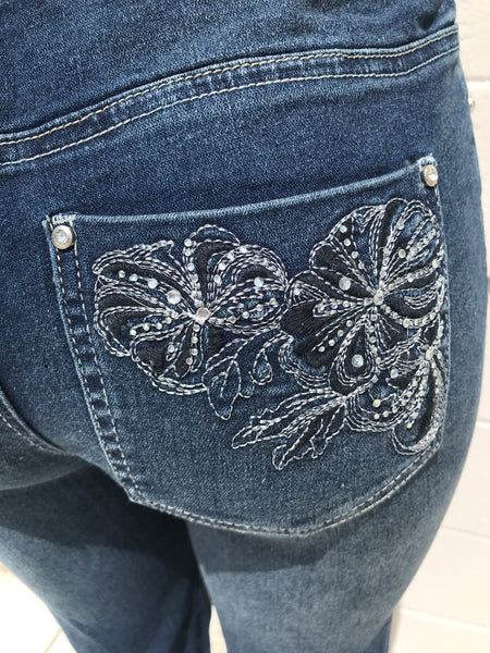 Mary Floral Pull On Jeans