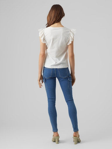 Meli Short Sleeve Lace Accent Cotton Top - 3 Colour Options
