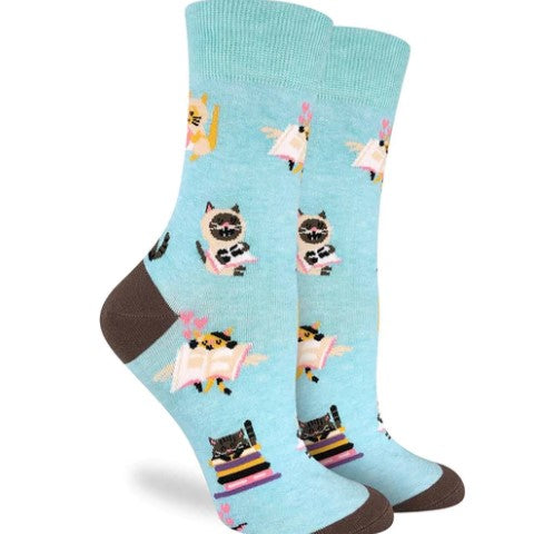 Cats Reading Good Luck Socks