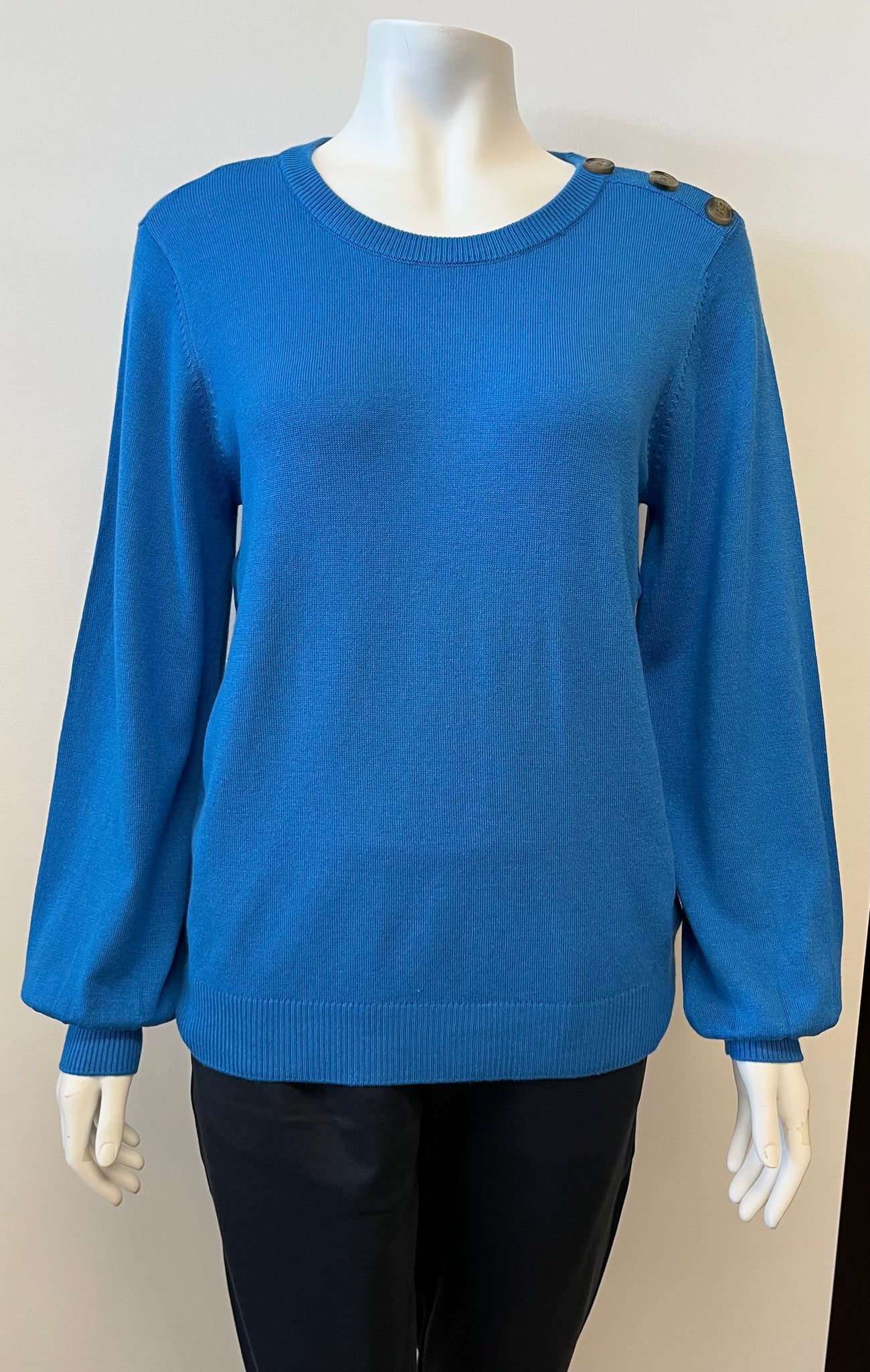 Bluma Button Shoulder  Long Sleeve Pullover - 2 Colour Options