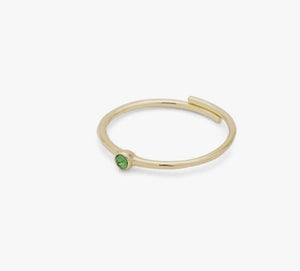 Lulu Green Crystal Gold Plated Adjustable Ring