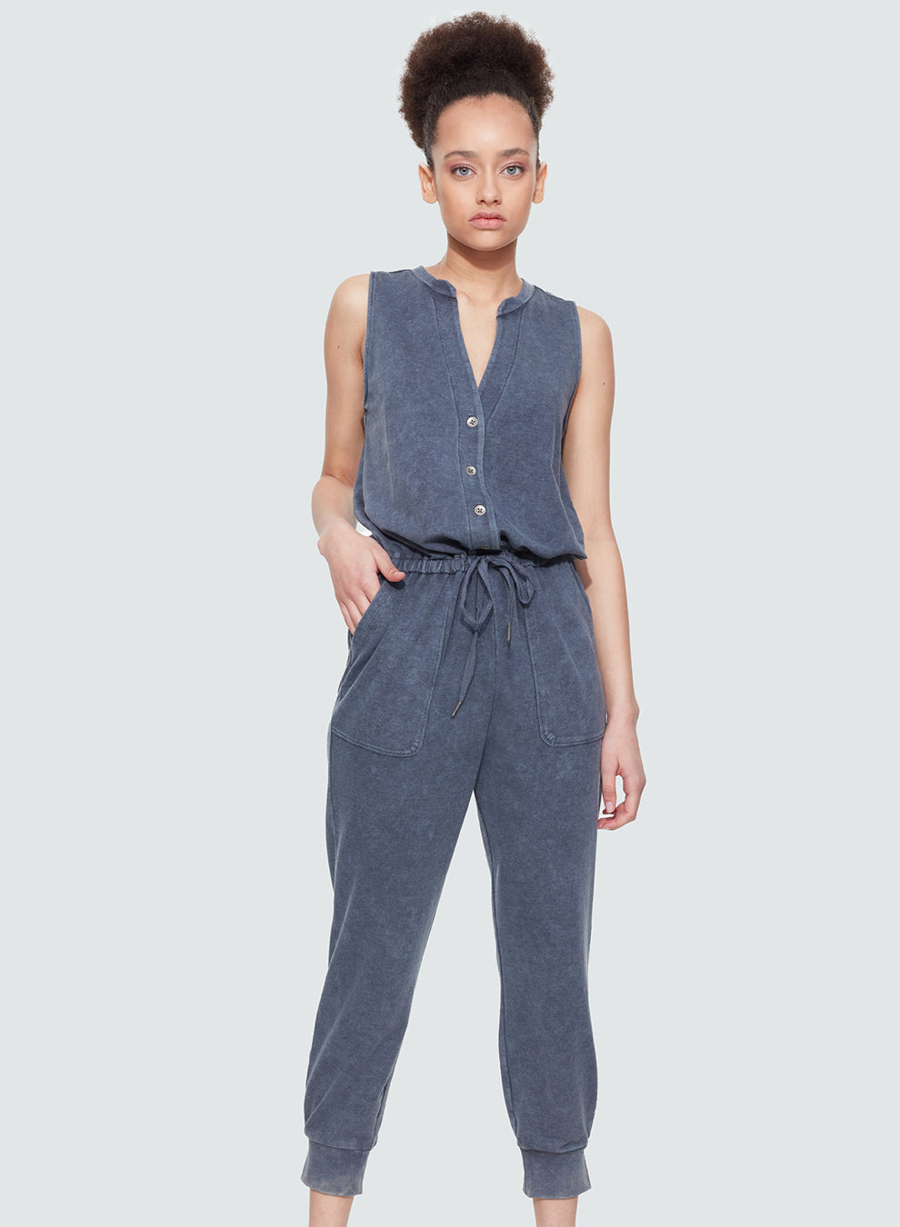 PLUS Briana Washed Navy Jumpsuit