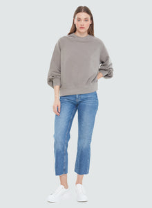 Dylan High Rise Relaxed Straight  Crop Jean in Medium Blue