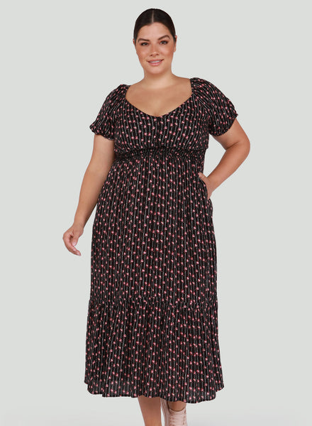 PLUS Rayna Smocked Floral Maxi Dress with Pockets